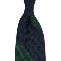 Block Stripe Grenadine / Garza Fina Bespoke Tie - Navy / Forest Green