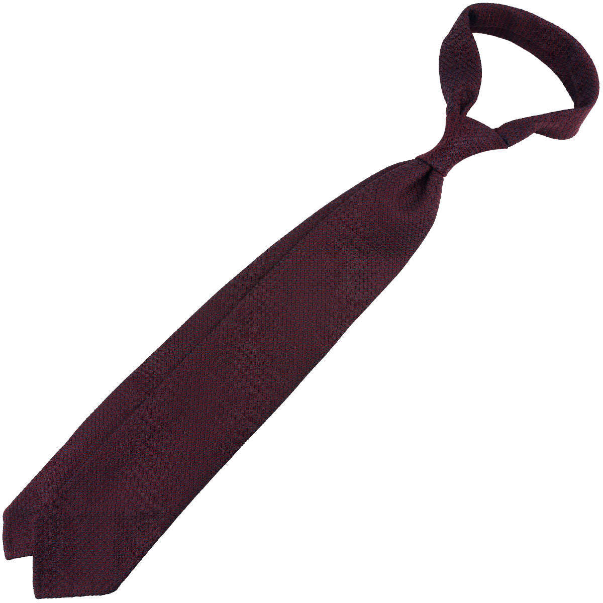 Plain Cashmere / Silk Grossa Grenadine Tie - Burgundy
