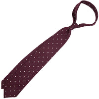 Dotted Wool/Silk Grenadine Tie - Burgundy - Hand-Rolled