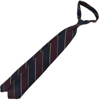 Striped Grenadine / Garza Grossa Silk Tie - Burgundy / Navy