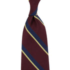 Striped Boucle Silk Tie - Burgundy / Navy - Hand-Rolled