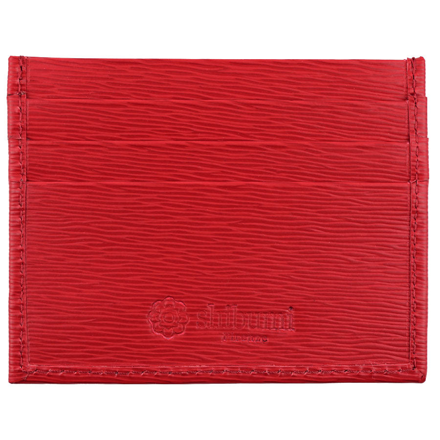 Calfskin Leather Credit Card Case - Red