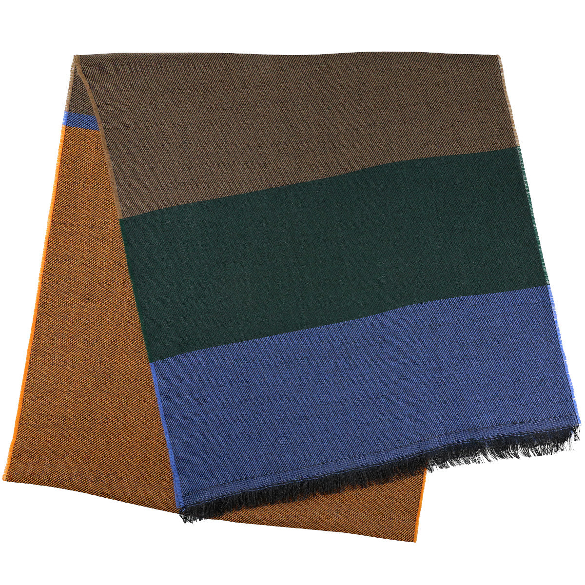 Striped Wool Scarf - Pumpkin / Hazelnut / Forest / Blue