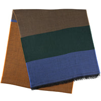 Striped Wool Scarf - Pumpkin / Hazelnut / Forest / Blue