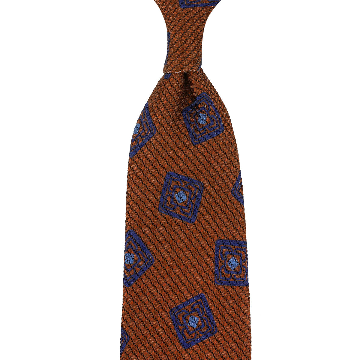 Printed Grossa Grenadine Silk Tie - Copper - Hand-Rolled