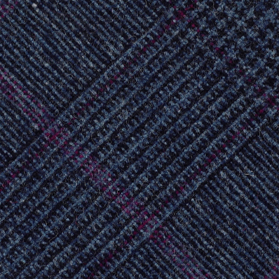 Glencheck Bespoke Wool Tie - Navy / Pink