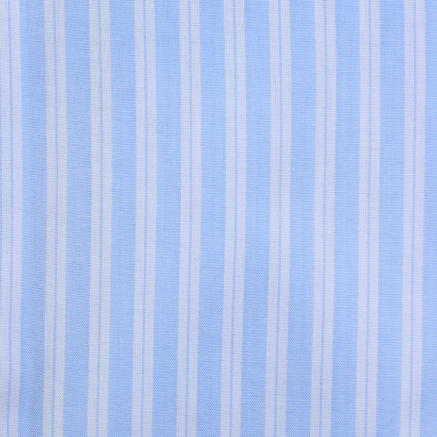 Poplin Semi Spread Shirt - Blue / White - Ticking Stripe