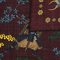 Samurai Motif Wool / Silk Pocket Square - Burgundy - 40x40cm