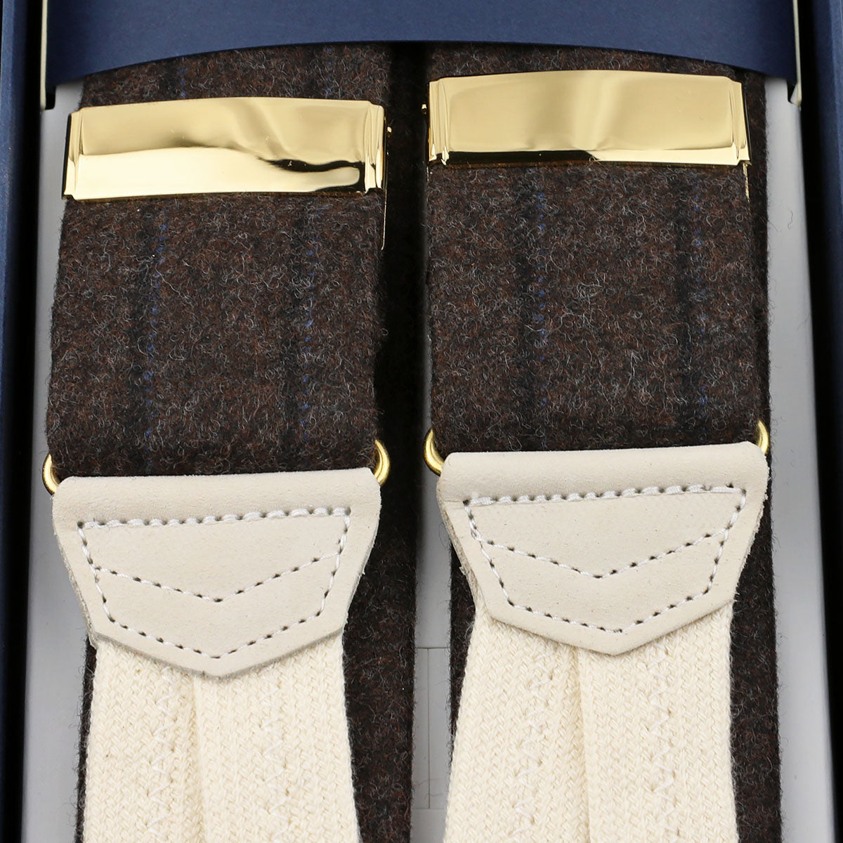 Striped Wool Braces - Chocolate