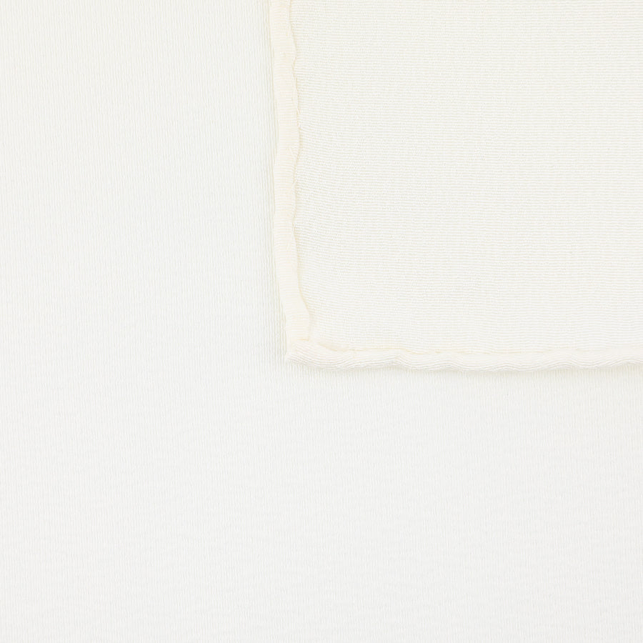 Vintage Kimono Silk Pocket Square - White - Hand-Rolled