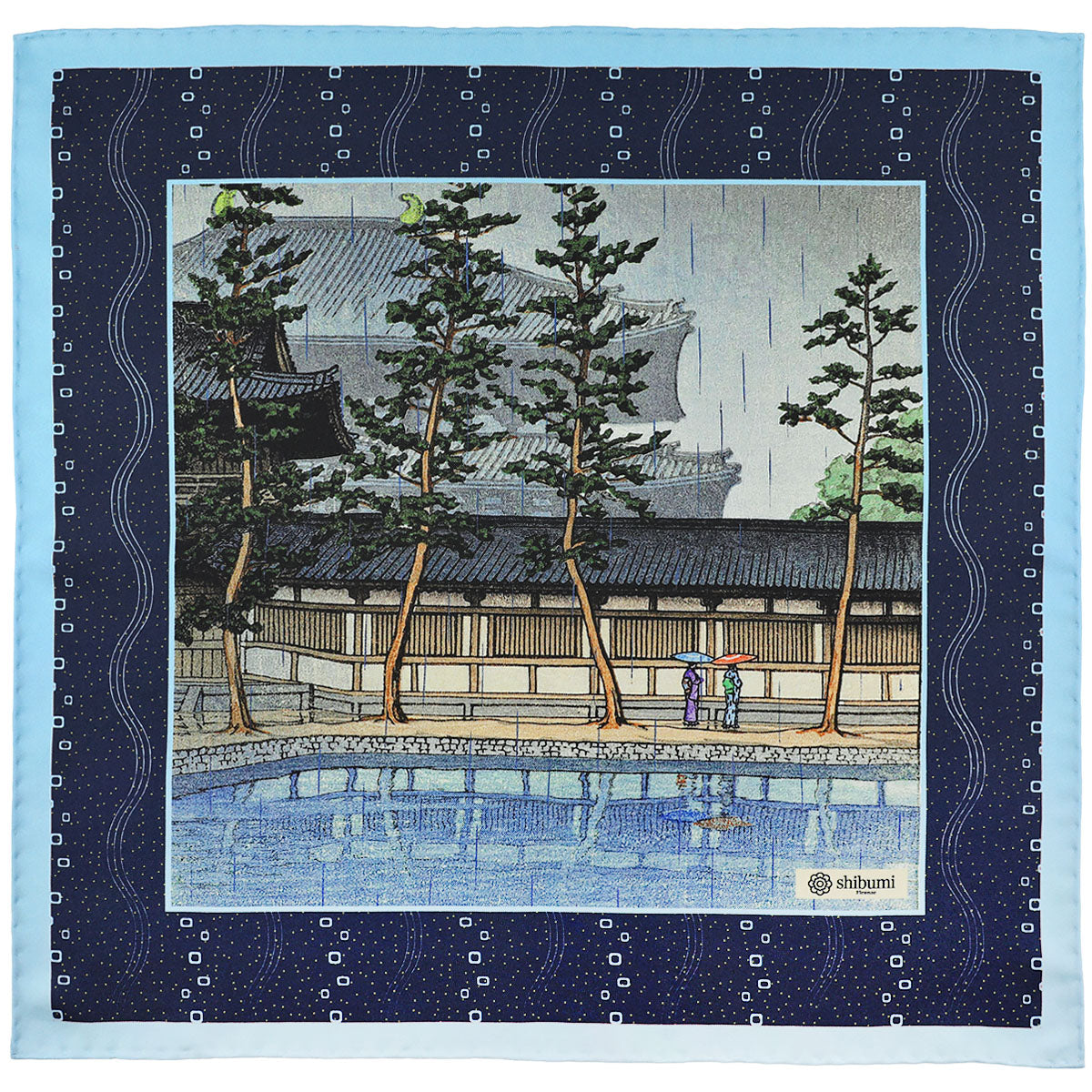 Ukiyo-e Silk Pocket Square - Daibutsu-Den - 40x40cm