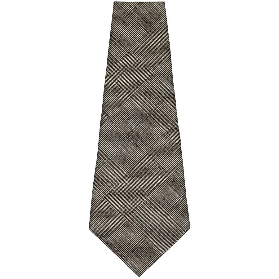 Vintage Glencheck Bespoke Wool Tie - Beige