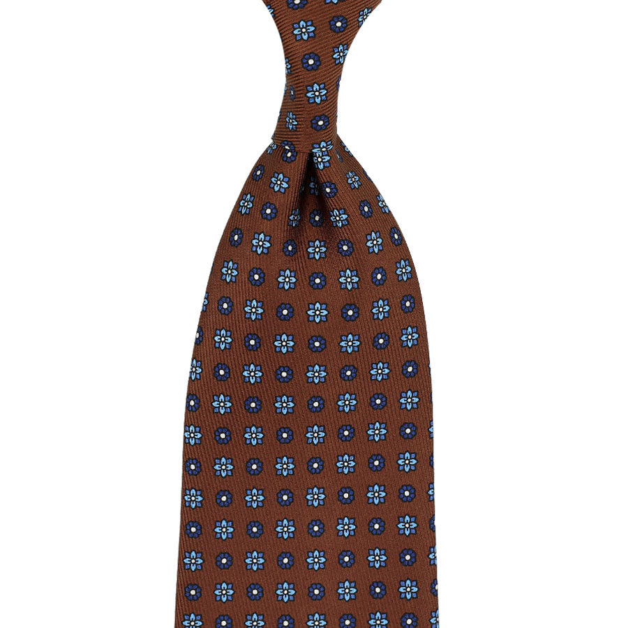 50oz Floral Printed Silk Tie - Beech - Hand-Rolled