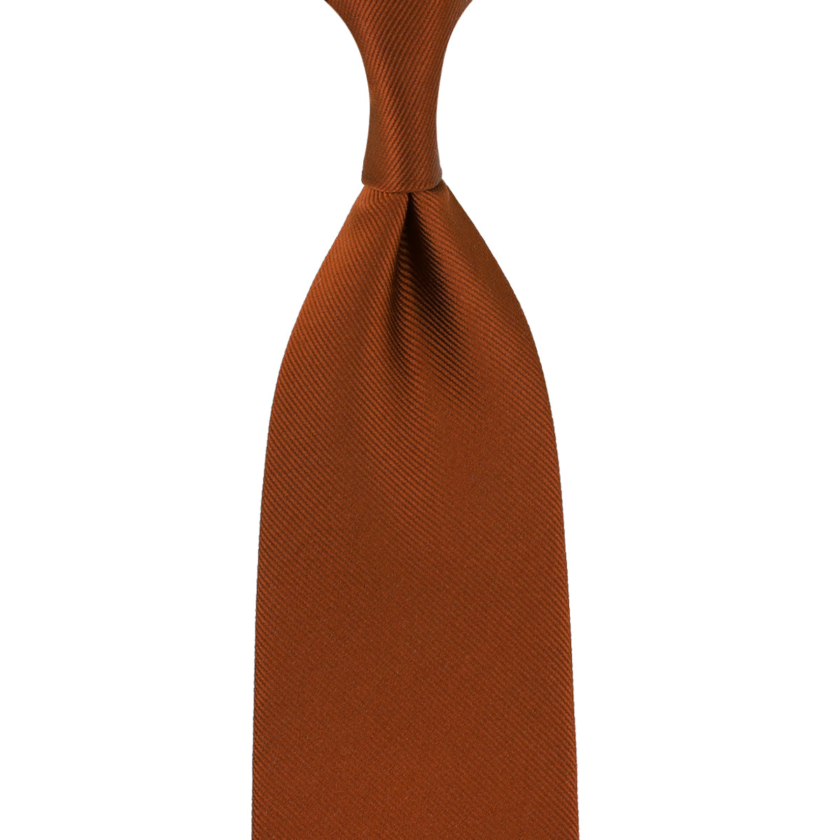 Plain Japanese Jacquard Silk Tie - Copper - Hand-Rolled