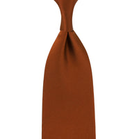 Plain Japanese Jacquard Silk Tie - Copper - Hand-Rolled