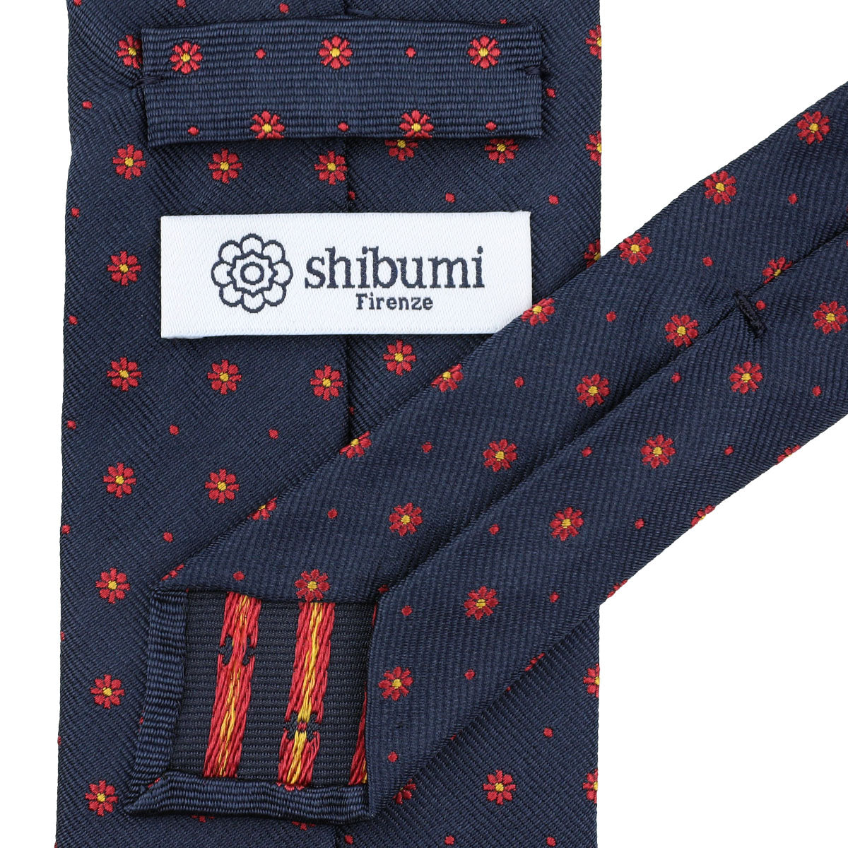 Floral Jacquard Silk Tie - Navy - Hand-Rolled