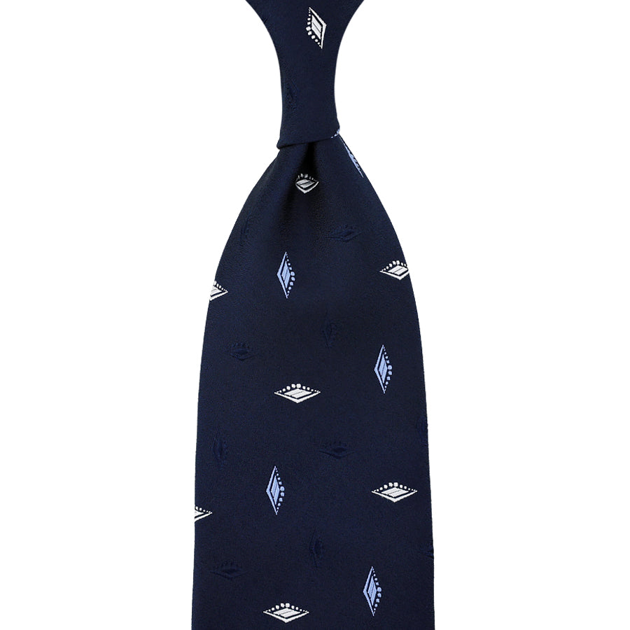 Geometrical Japanese Jacquard Silk Tie - Navy