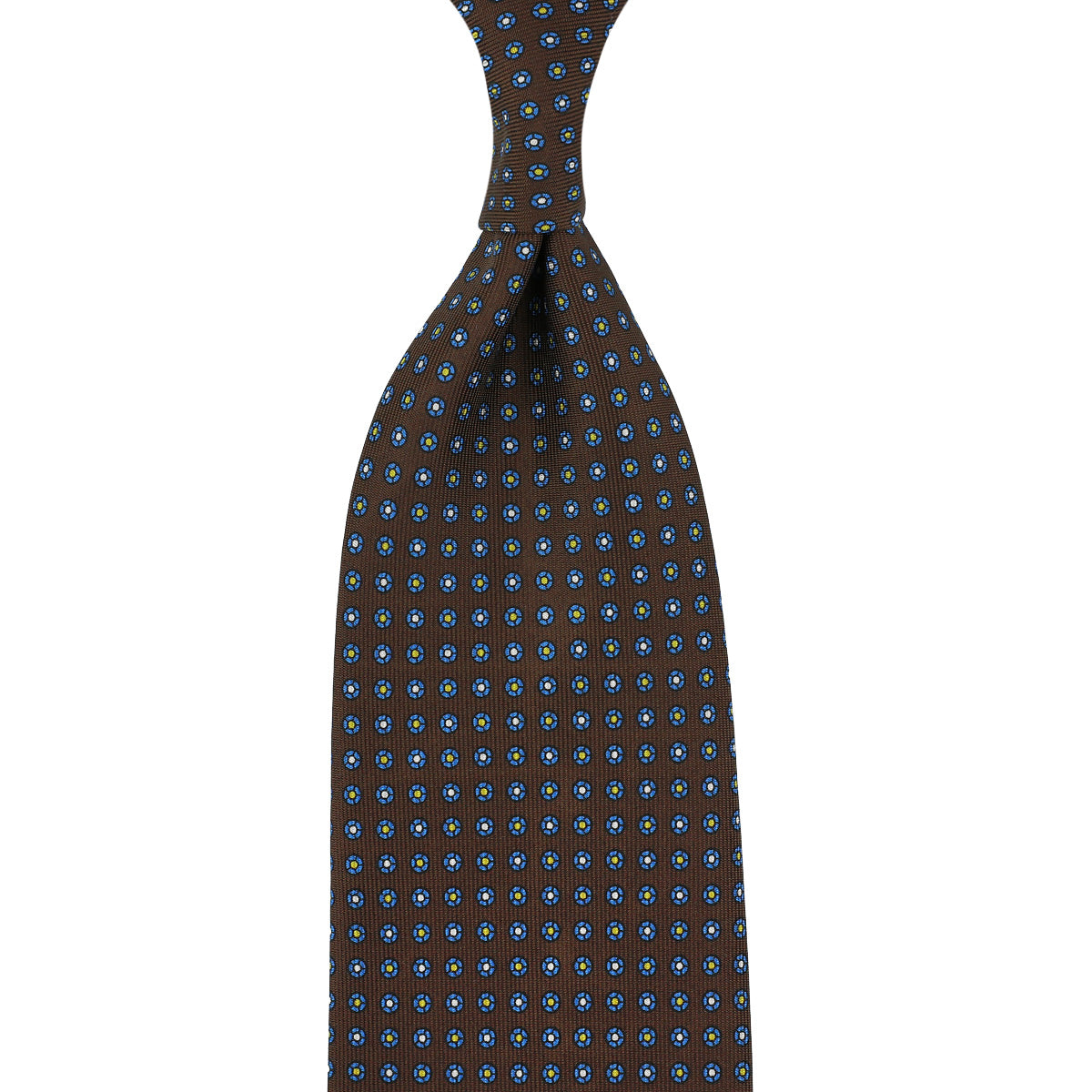Floral Printed Silk Tie - Brown - Hand-Rolled