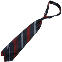 Repp Stripe Silk Tie - Navy / Burgundy / White