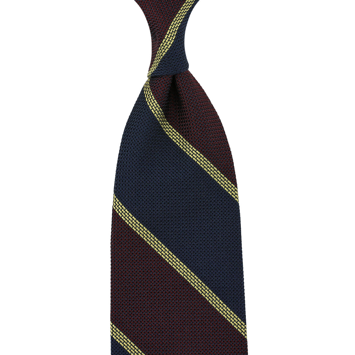 Striped Fina Grenadine Silk Tie - Navy / Burgundy / Yellow