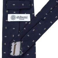 Geometrical Jacquard Silk Tie - Navy - Hand-Rolled