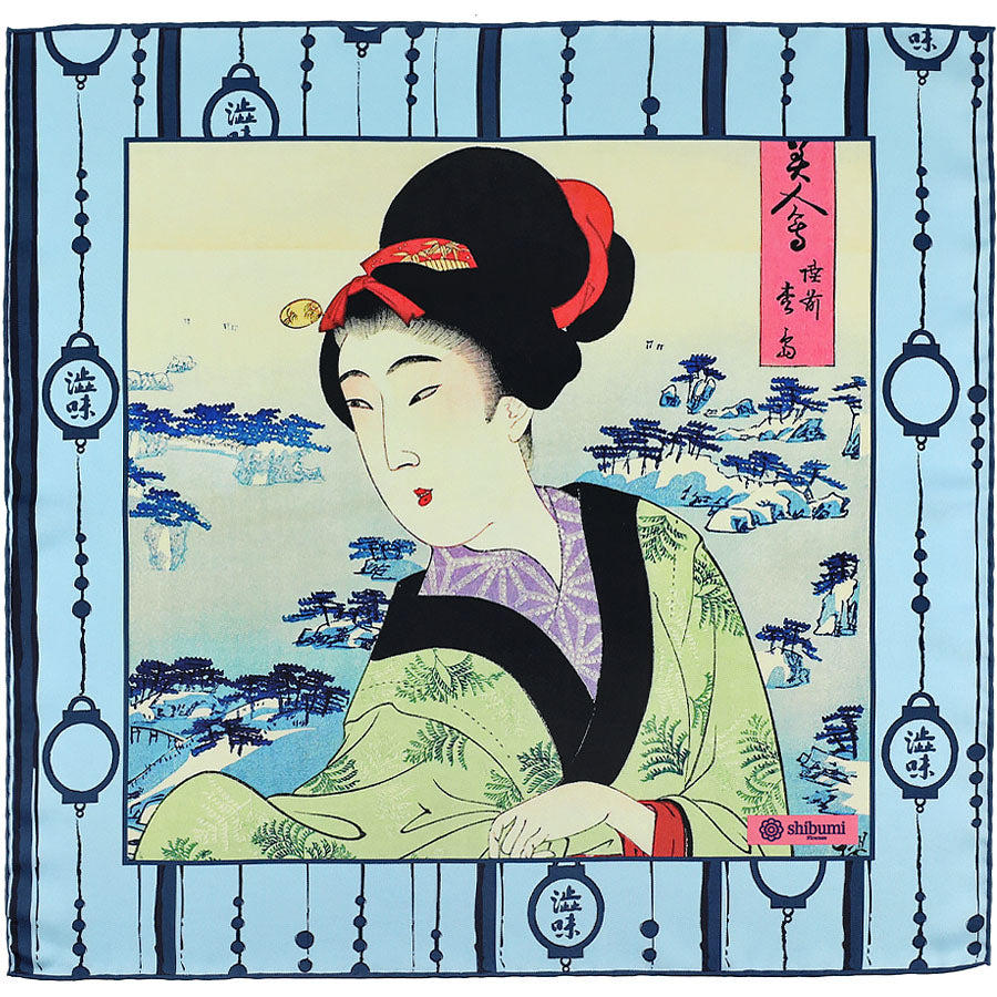 Ukiyo-e Silk Pocket Square - Matsushima no Bijin - 40x40cm