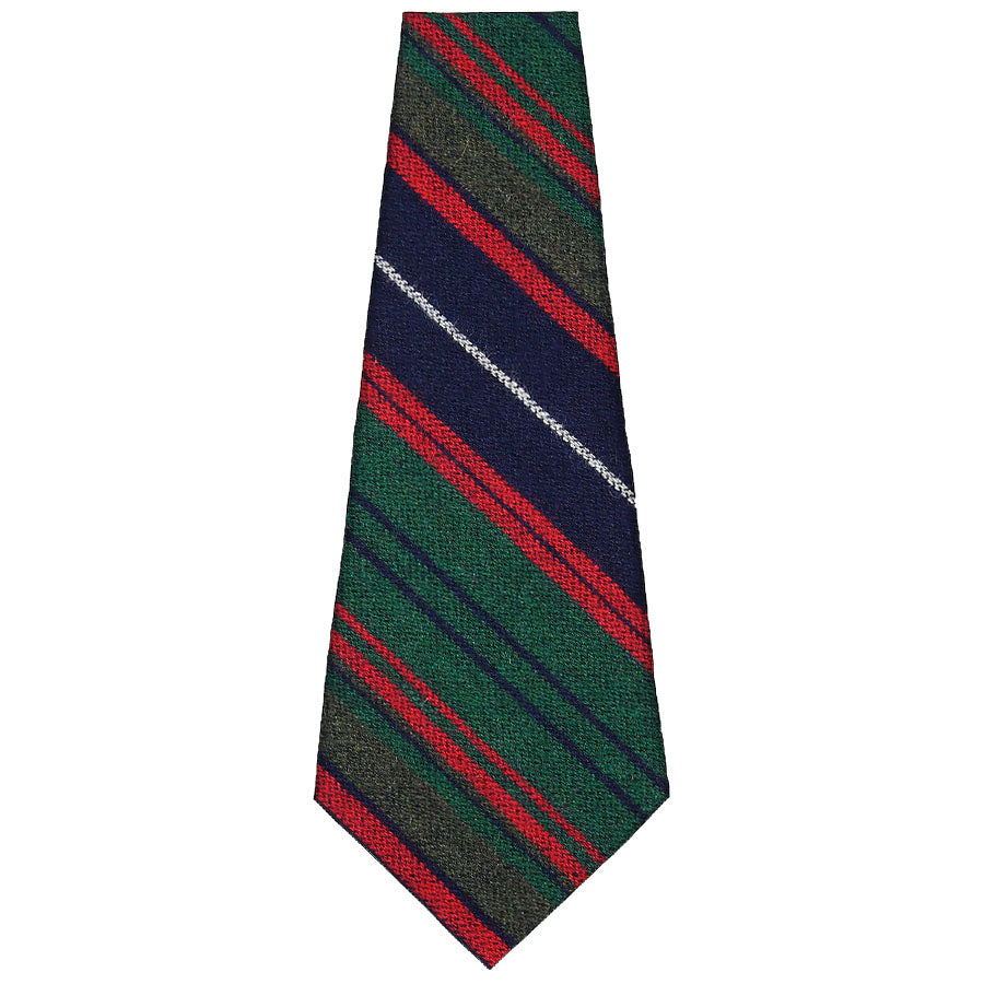 Vintage Striped Wool Bespoke Tie - Forest / Navy