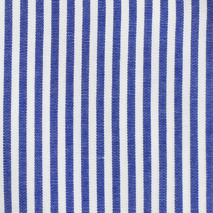 Poplin Semi Spread Shirt - White / Blue - Pencil Stripe