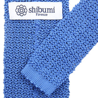 Crunchy Silk Knit Tie - Azure