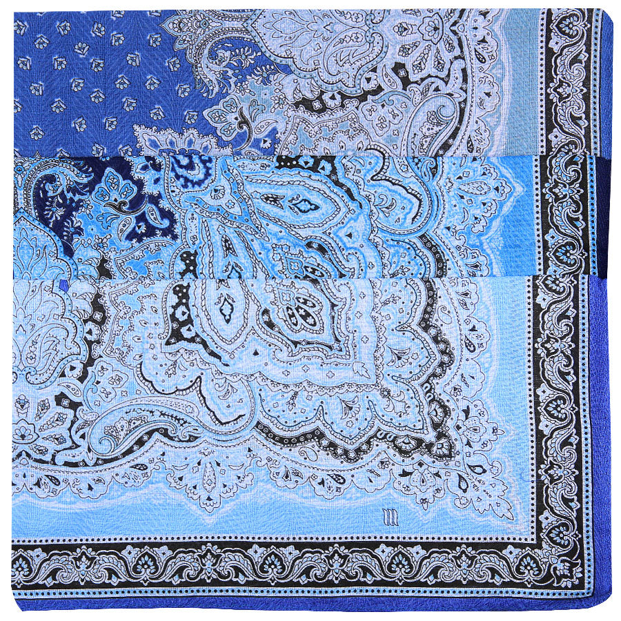 3x Paisley Cotton Handkerchief Set - Blue