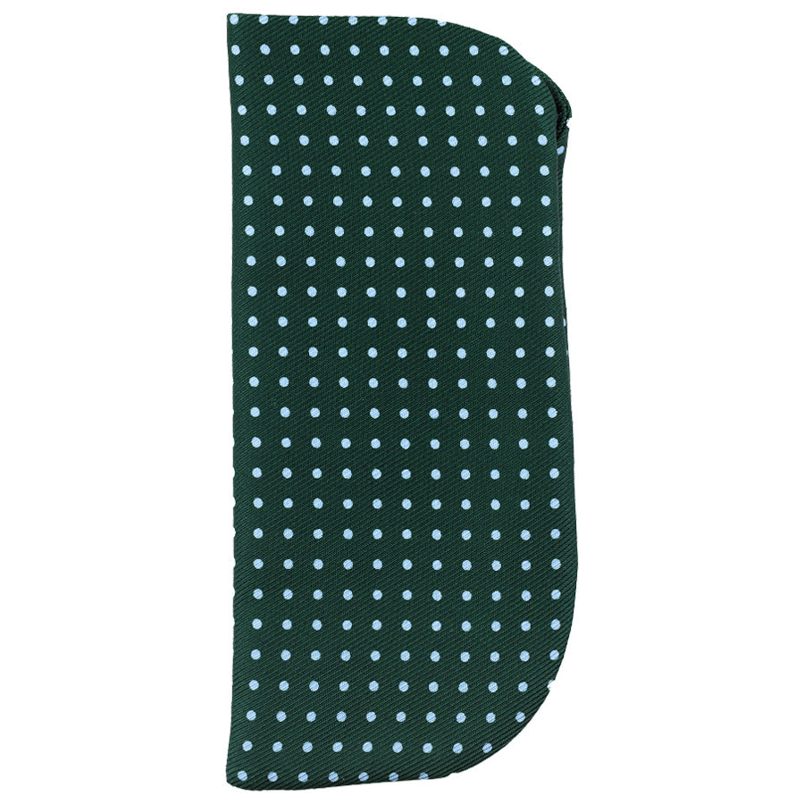 Dotted Printed Silk Glasses Case - Green