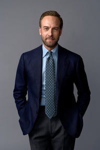 Anniversary Collection - Floral Printed Silk Tie - Navy