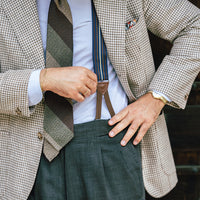 Japanese Boucle Silk Tie - Brown / Olive / Beige