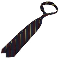 Striped Fina Grenadine Silk Tie - Burgundy / Navy - Hand-Rolled