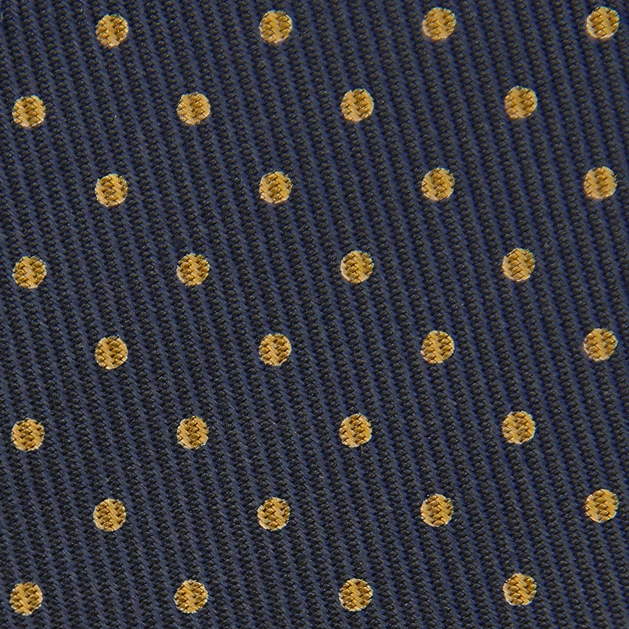 50oz Dotted Printed Bespoke Silk Tie - Navy / Gold