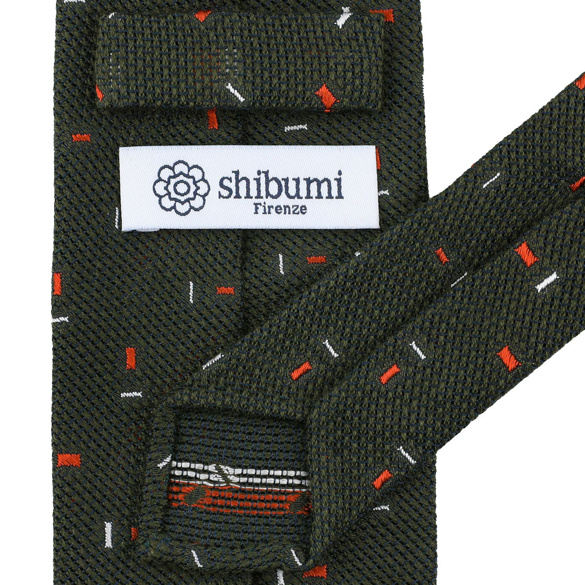 Geometrical Cashmere / Silk Grenadine Tie - Olive - Hand-Rolled