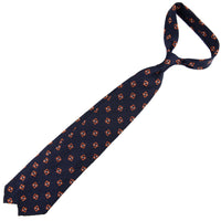Geometrical Soft Shantung Silk Tie - Navy - Hand-Rolled