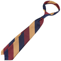 Triple Block Stripe Wool / Cotton Tie - Navy / Burgundy / Gold