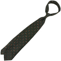 Geometrical Cashmere / Silk Grenadine Tie - Olive - Hand-Rolled