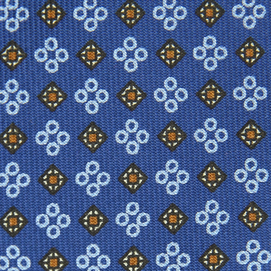 Floral Printed Bespoke Silk Tie - Blue
