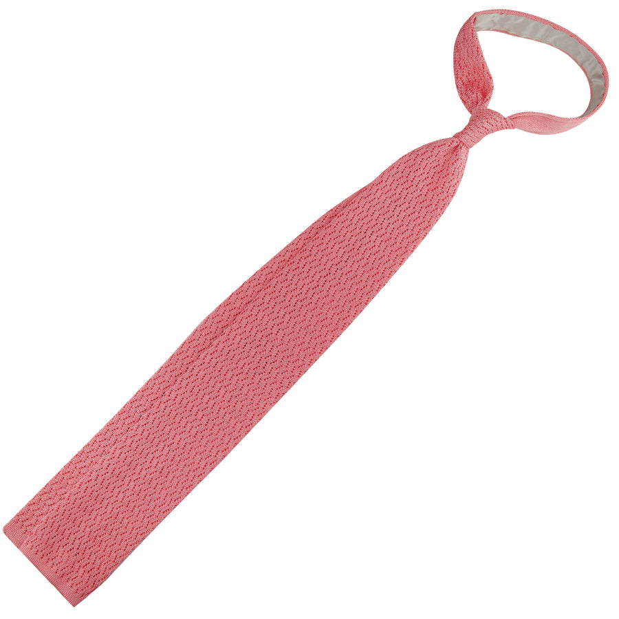 Zigzag Silk Knit Tie - Pink