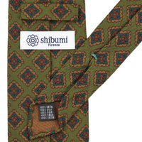 Copper Madder Silk Tie - Olive - Hand-Rolled