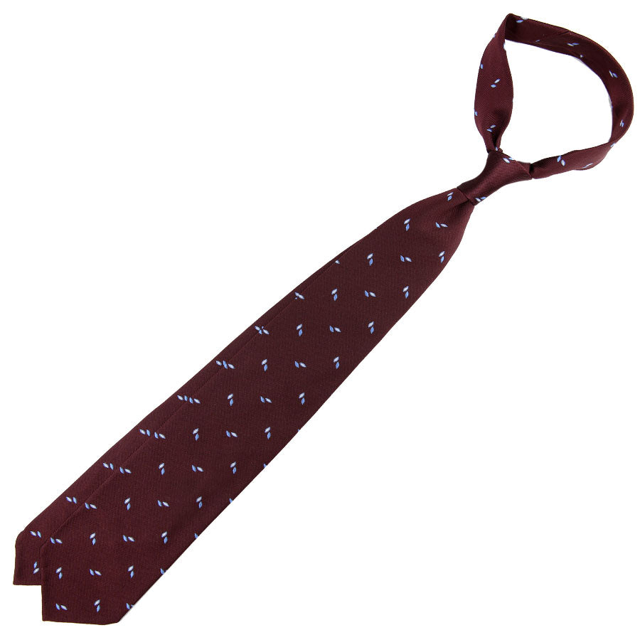 Geometrical Jacquard Silk Tie - Burgundy - Hand-Rolled