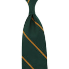 Repp Stripe Silk Tie - Forest / Gold - Hand-Rolled