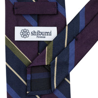 Repp Stripe Silk Tie - Eggplant / Multicolor - Hand-Rolled