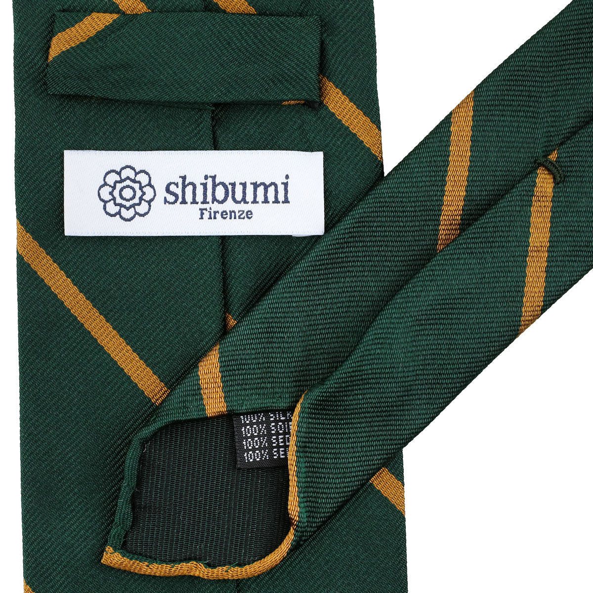Repp Stripe Silk Tie - Forest / Gold - Hand-Rolled