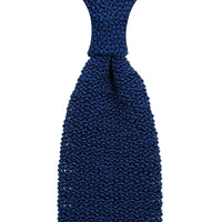 Crunchy Silk Knit Tie - Light Navy