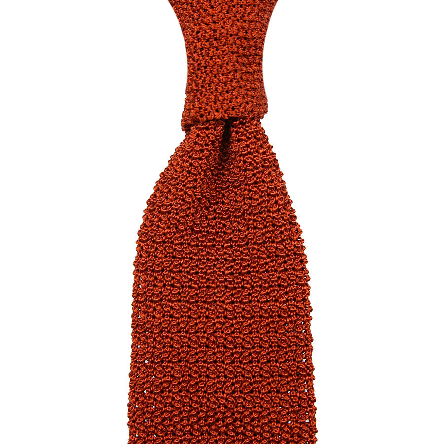 Crunchy Silk Knit Tie - Rust