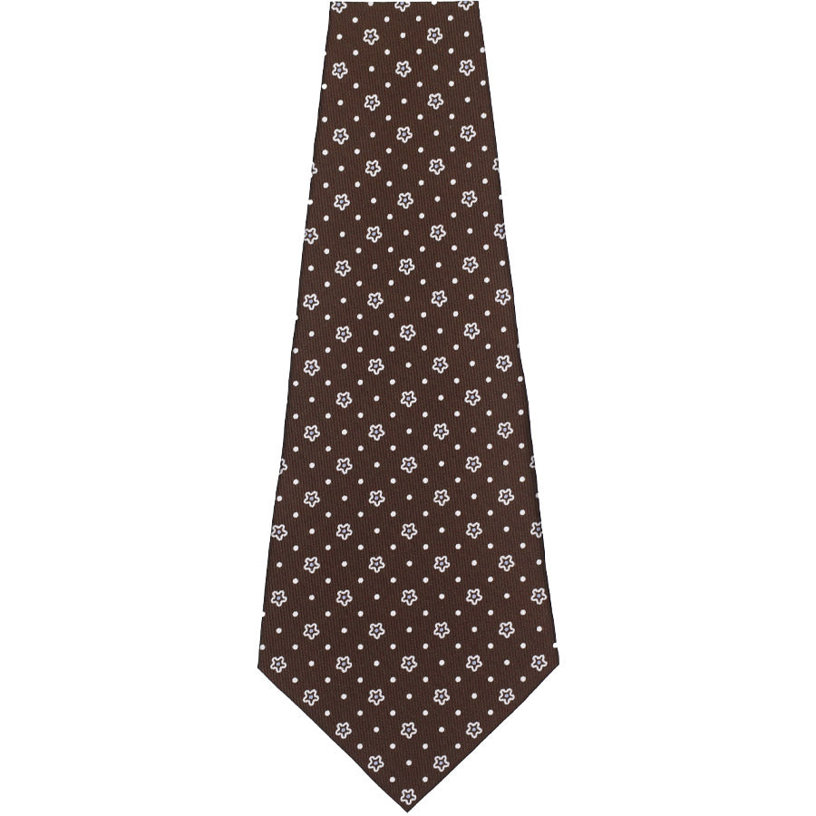 Floral Printed Silk Bespoke Tie - Brown