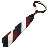 Japanese Repp Stripe Silk Tie - Navy / Burgundy / White